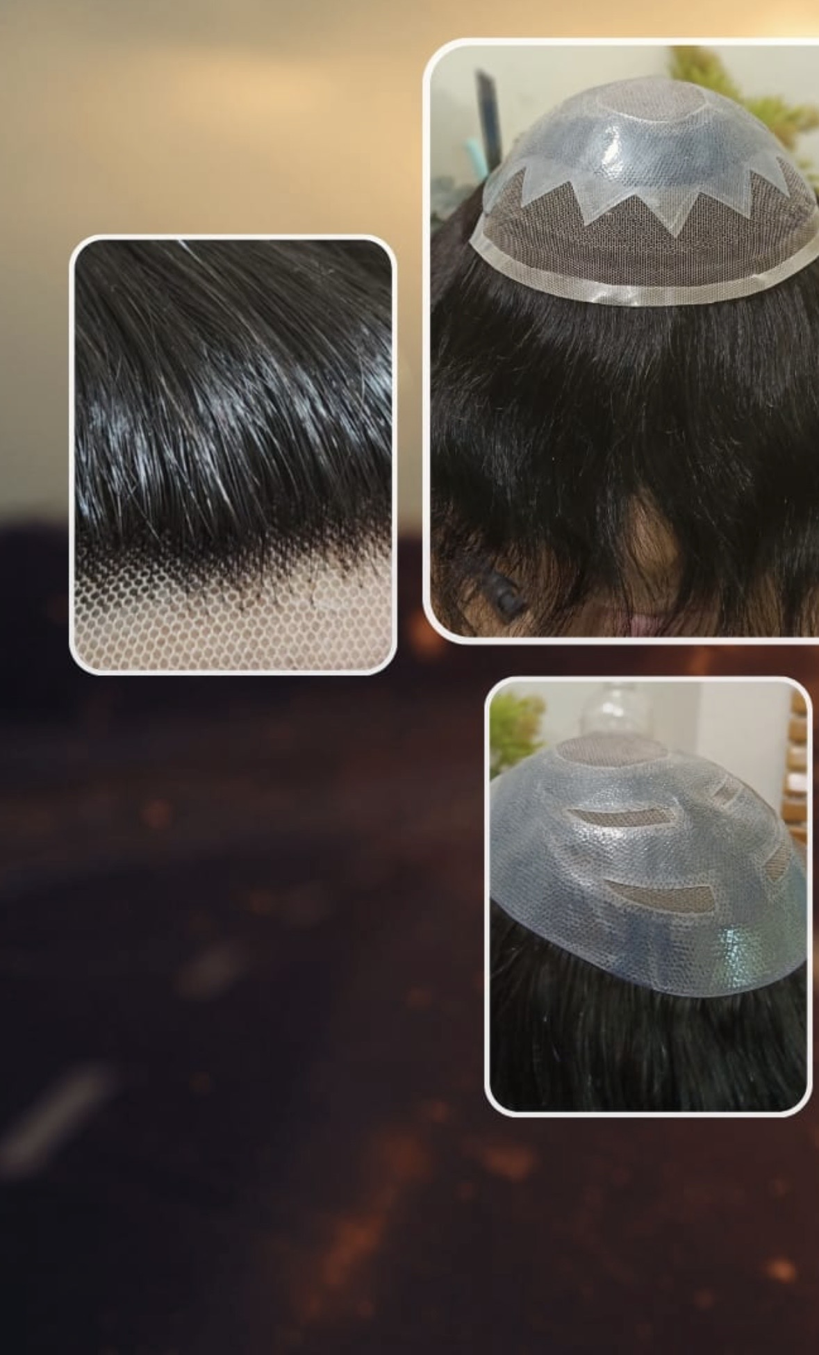 Multiple views of hair system construction and cap design