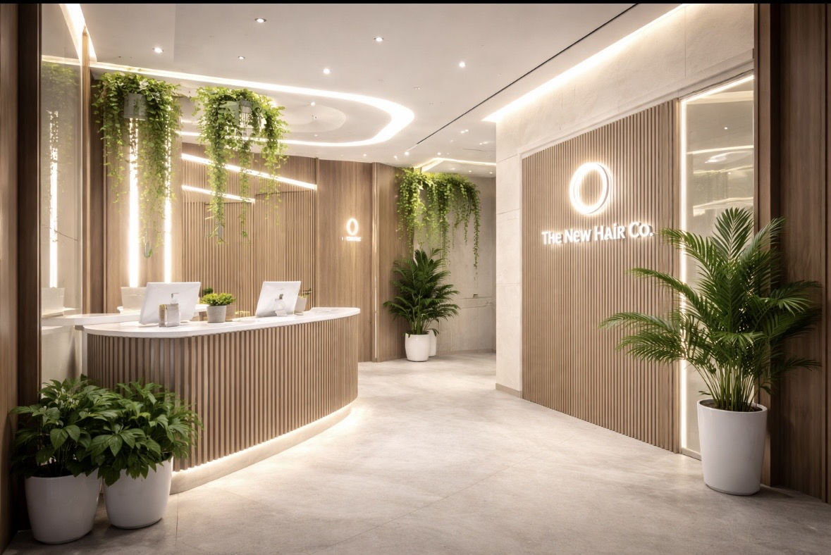 The New Hair Co. premium reception and lobby area